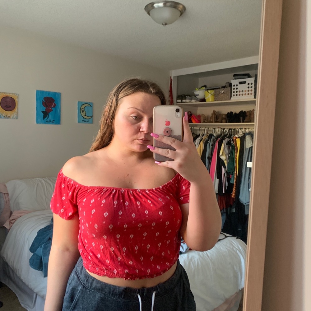 Red off the shoulder top